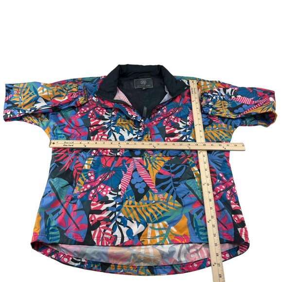 Lauren James Womens Medium Multicolor Tropical Print Pullover Jacket Windbreaker - Picture 3 of 4
